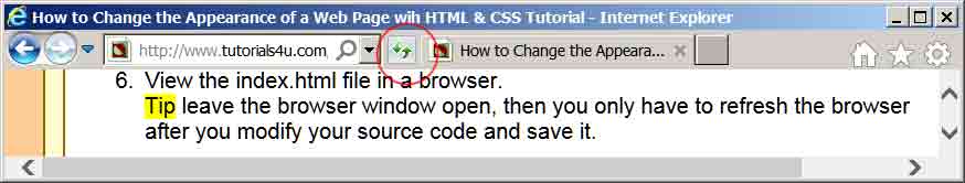 Refresh-button in IE Browser